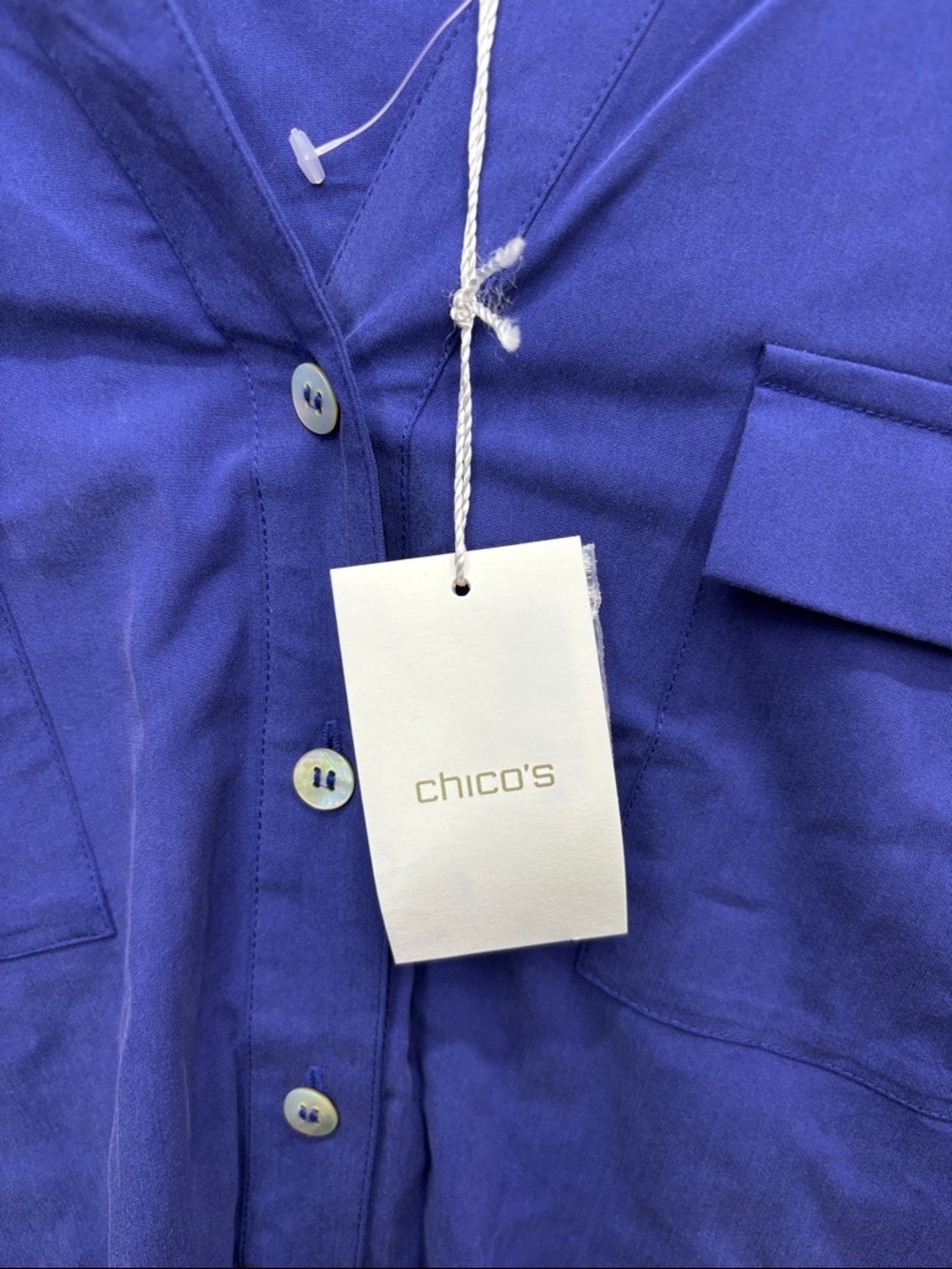 New Chico’s | Cobalt purple blue Button-Front Blouse 2 - Picture 3 of 5